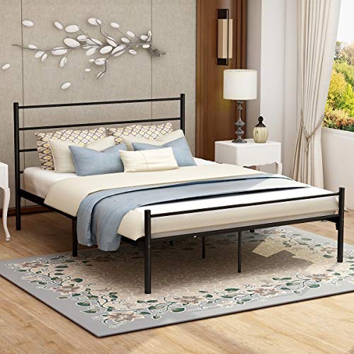Metal Bed Frame Iron Queen Size Decor Steel Base Legs with