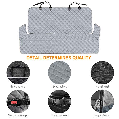 BRONZEMAN 100% Waterproof Bench Car Seat Cover Protector - Strong & Durable,Heavy-Duty and Nonslip Rear Back Seat Cover with Middle Seat Belt,Universal Size Fits for Cars, Trucks & SUVs