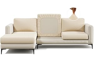 Nolan Interior Magic Sofa Cover - Classic Jacquard Sofa Seat Couch Cover - Medium, Ivory Beige - Pet Proof, Easy Install, Stretchy Slipcover
