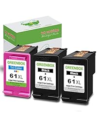 GreenBox® Cartuchos de tinta remanufacturados Repuestos para HP 61 61 XL, 2 Pack (1 Negro, 1 color)   con indicador de nivel de tinta visualización CC641WN CC644WN