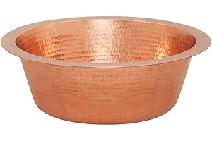 Premier Copper Products BR14PC2 14-Inch Round Hammered Copper Bar Sink with 2-Inch Drain Opening in Polished Copper
