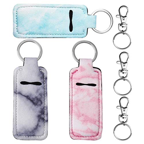 Pengxiaomei 3 Pcs Chapsticks Holder Keychain for Lipstick, Stocking Stuffers for Teen Girls Women Small Christmas Gifts
