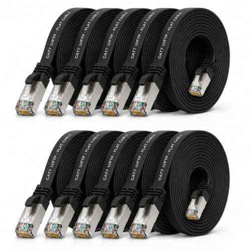 1aTTack.de CAT7 LAN Cable 10x 2m flexible Network Cable 10 Gbit/s - black