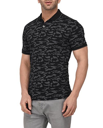 vivid bharti collar black printed t-shirts