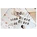 Dongcrystal 24pcs Gray and White False Nail with Gray Line Acrylic Artificial Full Fake Nails Nail Art Tips