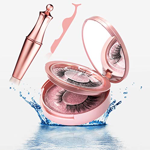 Magnetic Eyelashes with Magnetic Eyeliner, Magnetic False Eyelashes Kit, Magnetic Eyeliner and Lashes, 2 Pair No Glue Reusable Silk False Lashes, Easier To Use Than Traditional Magnetic Lash (Doha)
