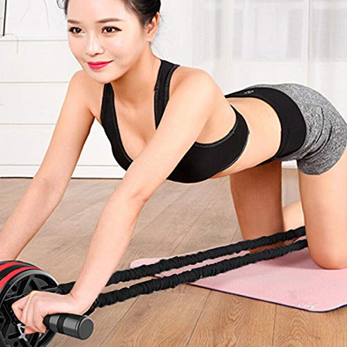 Surplex-2-Stueck-Bauch-Roller-Rad-Zugseil-Spannung-Band-Widerstandsband-fuer-Bauchroller-Widerstand-Bands-Zusatz-Abnehmen-Fitnessgeraete-der-Perfekte-Ab-Roller-Inklusive-Training-Roller-Rad-Zugseil