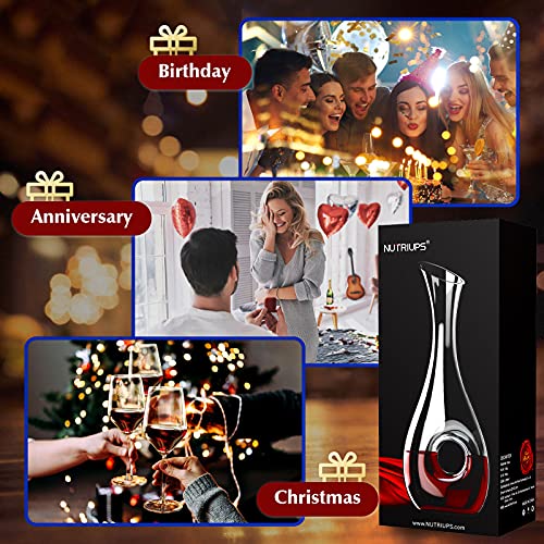 NUTRIUPS Wine Decanter with Stopper Wine Decanters and Carafes Hand Blown Wine Aerating Decanter