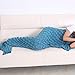Newest Handmade Mermaid Tail Blanket, Warm and Soft with Scales Pattern for Adult Snuggled Upon The Sofa in Sweet Night (74'' x 35'')