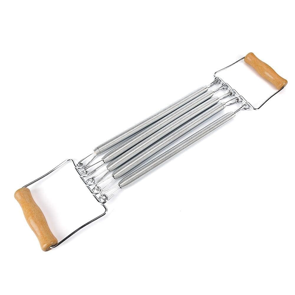 VBESTLIFE Chest Expander, Removable 5 Springs Chest Expander with Wooden Handle for Men Household Exercise Muscle Fitness
