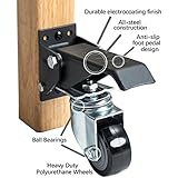 Heavy Duty Retractable Workbench Casters | Durable All Steel Electrocoating Finish | Anti-slip Foot Pedal | 4 Pack (400lbs) | Locking Worktable Caster Wheels Kit | 360 Swivel Casters