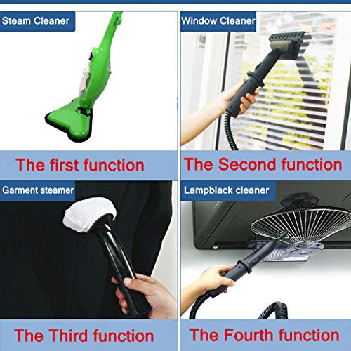 Gatycallaty Floor/Hand-Held Steam Mop Duster; Steam Cleaner For Carpet/Window/Garment/Hard Wood/Tile/Pet;Multifunctional Steamer Cleaning Machines (5-in-1 Accessories & 3 Microfiber Pads ) (Green)