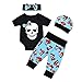 puseky 4pcs Newborn Baby Boys Girls Skull Romper+Pants+Hat+Headband Halloween Outfits (0-6 Months, Black+Blue)