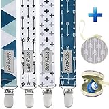 Pacifier Clip by Dodo Babies Pack of 4 + Pacifier Case, Premium Quality Modern Designs Universal Holder Leash for Boys and Girls, Teething Toy or Soothie, Baby Shower Gift Set