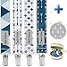 Pacifier Clip by Dodo Babies Pack of 4 + Pacifier Case, Premium&nbsp;Quality Modern Designs Universal Holder Leash for Boys and Girls, Teething Toy or Soothie, Baby Shower Gift Set primary