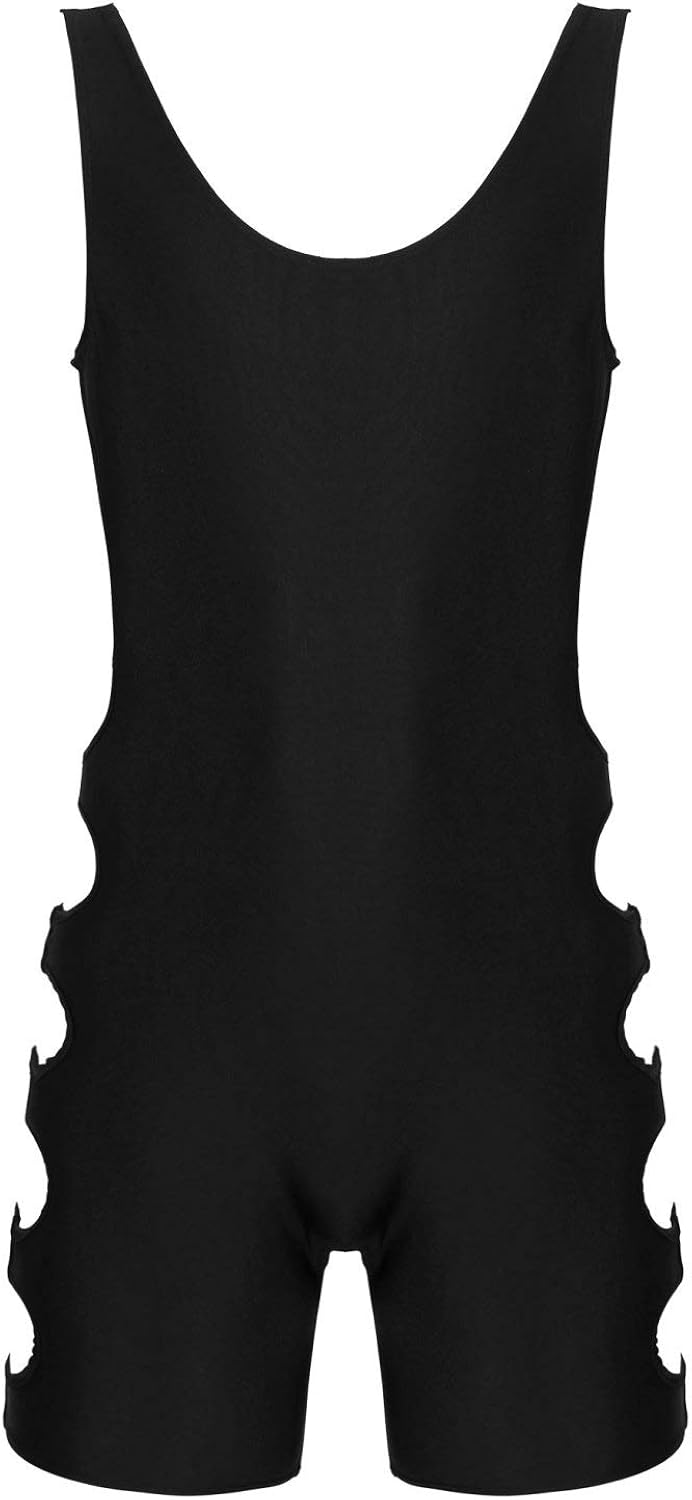 Choomomo Men Short Tank Bodysuit Workout Dance Biketard Unitards