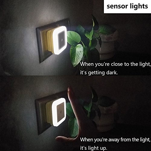 Minerva 0.5W Plug - in LED Night Light Lamp with Smart Sensor, Dusk to Dawn Light White Soft Brightness for Bedroom, Bathroom, Hallway and Baby's Room, FCC Approved, 4 - pack