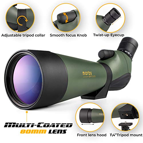 MARBS 2060x80 Spotting Scope with Tripod, HD Dual Focusing, Prism BAK4