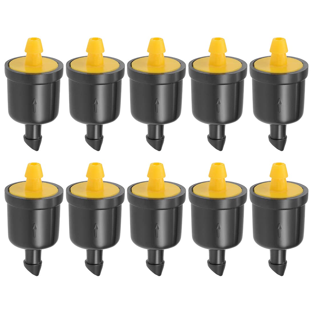 sourcing map Stabilizer Dripper 5 GPH 20L/H Emitter for Garden Lawn Drip Irrigation with Barbed Hose Connector Plastic Yellow 20pcs