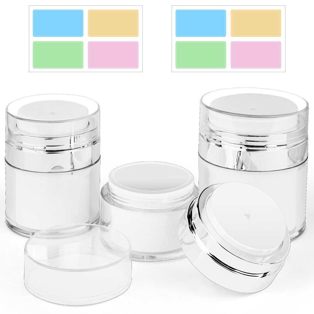 Hotut Cream Jar Vacuum Bottle, 3PCS 15ml/30ml/50ml Airless Pump Moisturizer Container, Refillable Travel Moisturizer Dispenser
