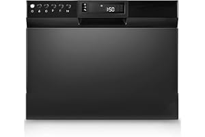 Countertop Portable Mini Dishwasher Black, 6 Place Settings 8 Washing Programs, Speed Baby Care ECO Glass Mode, Compact Dishwasher for RV Dorm Apartment