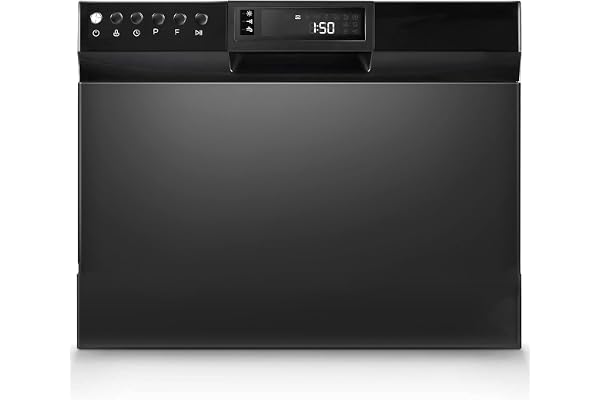 Countertop Portable Mini Dishwasher Black, 6 Place Settings 8 Washing Programs, Speed Baby Care ECO Glass Mode, Compact Dishwasher for RV Dorm Apartment