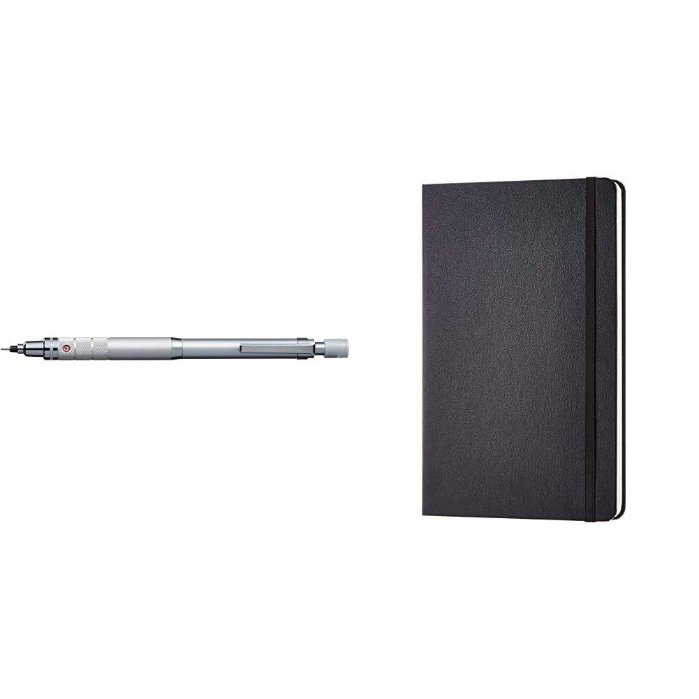 uni-ball 153528584 Kuru Toga High Grade Premium Edition Mechanical Pencil with Silver Barrel & Amazon Basics Classic Notebook, Squared 240 pages, Large (12.7x21cm)