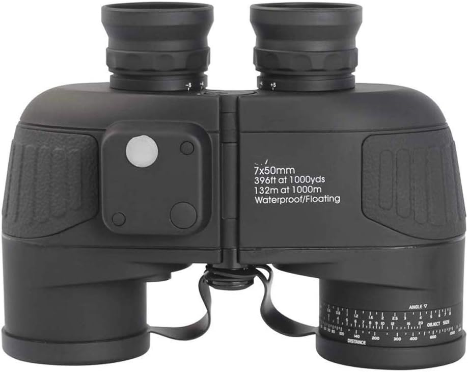 KJRJT HD Binoculars for Bird Watching, with Compass and Rangefinder, 10x50 Large Object Lens Large View, with Binocular Harness Strap, Waterproof (Color : Black)