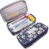 Twinkle Club Big Capacity Pencil Pen Case Bag Pouch Holder for Middle High School College Office Girl Storage Cyan