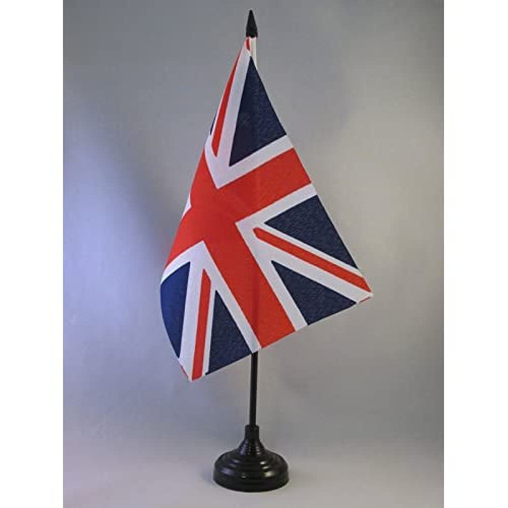 AZ FLAG United Kingdom Big Table Flag 6'' x 9'' - British Office Decoration 100% Polyester 22 x 15 cm - Desk Flag with Pole and Black Plastic Base