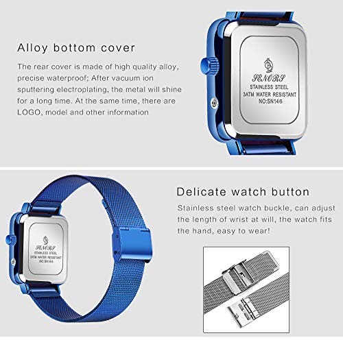 WUTAN Mens Watches Analog Digital Watches Quartz Luminous Cool with Stainless Steel Mesh Belt (Digital Watch Analog 146 Black)