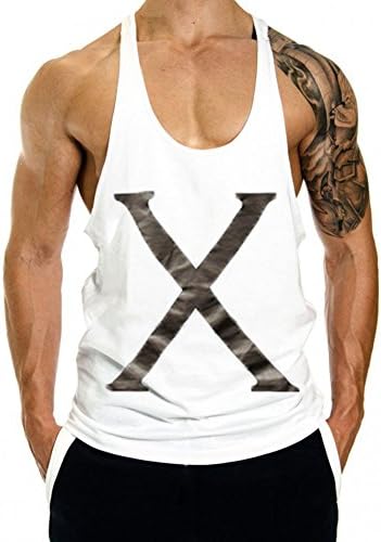InleaderAesthetics Men's Gym Bodybulding Stringer Y-Back Fitness Muscle Sleeveless Cotton X Logo Workout Tank Top Vest