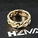 HZMAN Mens Stainless Steel 7mm Wide Band Cuban Link Chain Ring, Silver Gold Black (Gold, 6)
