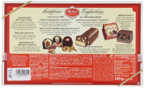 Reber Spezialitäten-Kassette, Pralinen, Mozart-Kugel, Constanze-Mozart-Kugel, Marzipan, Pasteten, Tolles Geschenk, 8er… – Bild 2