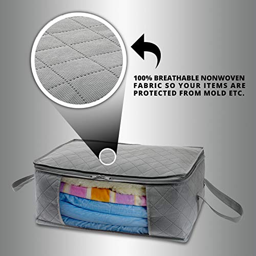 Woffit Foldable Storage Bag Organizers, Large Clear Window & Carry Handles, Great for Clothes, Blankets, Towels, Winter & Summer Clothing, Closets, Bedrooms, Under Bed & More (Extra Large) - Thumbnail 4