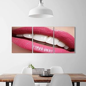 Color 3 Piece Wall Art Painting Frameless perfect smile before and after bleaching dental care and whitening teeth Hotel Office Decor Gift Piece W16" x H24" x 3pcs