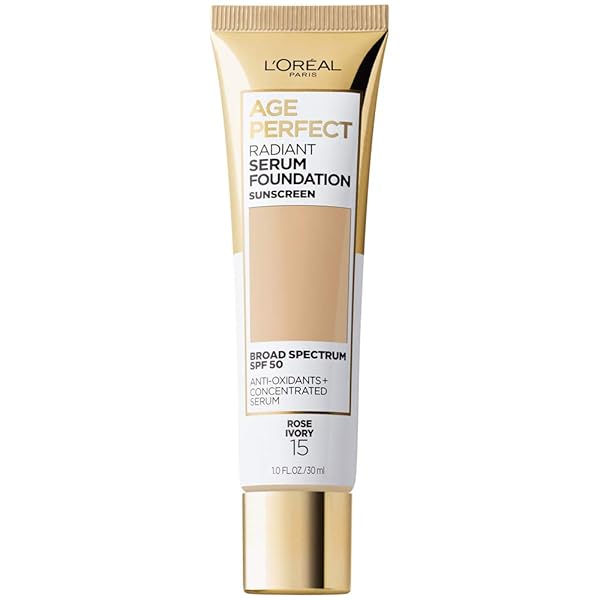 L’OREAL PARIS AGE PERFECT RADIANT SERUM FOUNDATION WITH SPF 50, ROSE IVORY, 1 OUNCE