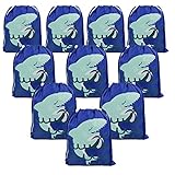 Shark Party Supplies Favors Bags for Kids Boys Girls, 10 Pack Drawstring Goodie Treat Bags for Birthday Party Gifts