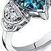 PEORA London Blue Topaz Teardrop Ring for Women 925 Sterling Silver, Natural Gemstone, 2 Carats Pear Shape 10x7mm, Size 9, December Birthstone Ring, Promise, Engagement, Wedding Ring