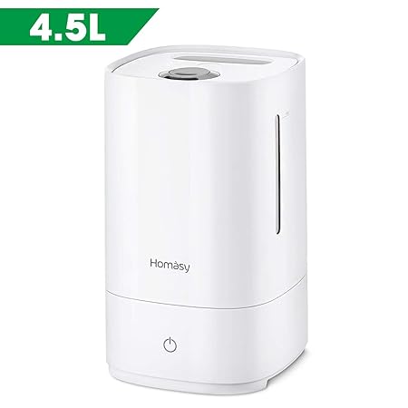 Luftbefeuchter 4.5L, Homasy Ultraschall-Luftbefeuchter Aroma Diffuser, Ultra Leise(28dB) Top-Füllung Baby Humidifier mit Anti