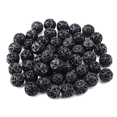 50Pcs Bio Porous Filter Biochemical Ball Filter Media Bio Porous Filter Water Filter Material with Cotton for Pond, Fish Tank, Aquarium and Waterfall Fountain(16mm)