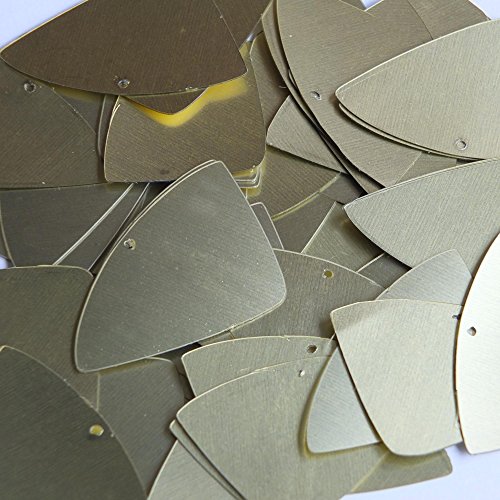 Gold Fishscale Fin 1.5 inch Couture Sequin. Matte Silk Frost. Made in USA. Loose paillettes. Embroidery, arts, crafts, embellishment.