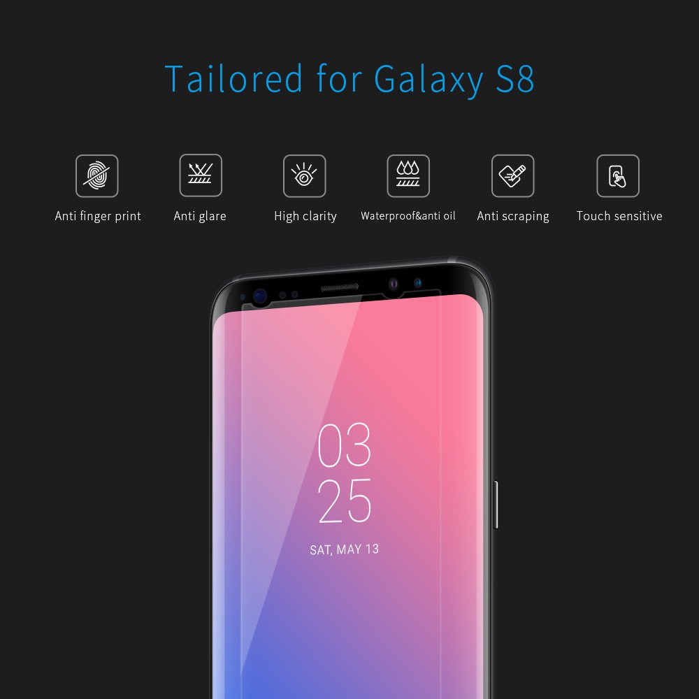 Samsung Galaxy S8 Screen Protector 3 Pack, Rraycom 9H Real Tempered Glass Protector High Transparency. HD Screen and Hight Contrast Coating.