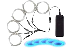 MaxLax Ice Blue EL Wire, Noise Reduction Neon Lights Wire 5 in 1 Meter, Electroluminescent Wire for Halloween, Christmas Party, DIY Decoration…