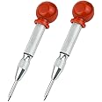 2 Pack Automatic Center Punch, 5 Inch Crushing Hand Tool Spring Punch with Cushion Cap, Metal Impact Center Hole Punch for Metal Wood Glass Plastic(Silver)