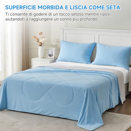 HOMFINE Cooling Blanket Bed – Super Soft Summer Blanket for Double Bed Q-Max>0.4 Cool Summer Blanket, Refreshing Cooling Blanket Breathable Summer Blankets, Blue, 270 x 230 cm