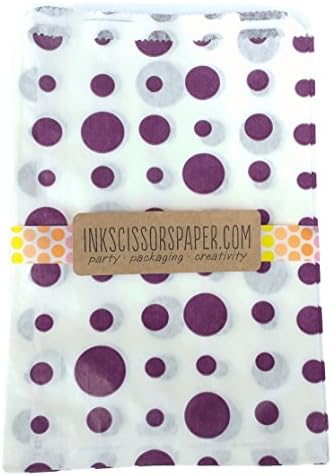 Party Favor Bags 100 count 5x7 Treat Craft Bags Favor Food Paper Bags Party Wedding Birthday Decoration (Purple Dot)