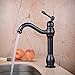 Hiendure One Lever Handle Single Hole High Arc Brass Bathroom Vessel Faucet, Black Oil Rubbed Bronze