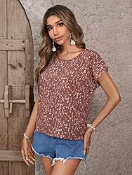 Floerns Women's Short Sleeve Business Casual Tops