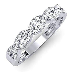 Dazzlingrock Collection 0.23 Carat (ctw) 14K White Diamond Ladies Bridal Wedding Band Stackable Swirl Ring 1/4 CT, White…